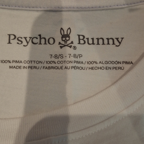 Psycho Bunny Boy 's White and Blue Short Sleeve Tee Size 7-8 - Picture 7 of 8